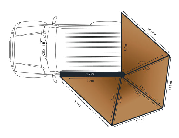 Rainger Duo 270 Degree Awning - 1.7M Jimny/Jeep/SWB